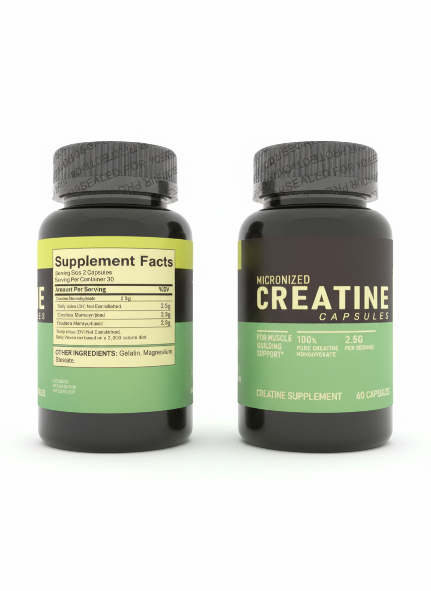 💪 Micronized Creatine Capsules - 100% Pure Creatine Monohydrate (60 Capsules)