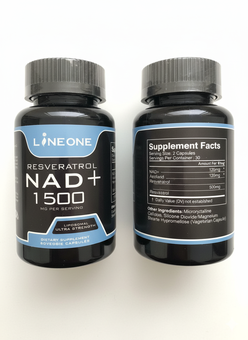 ⏳ LINEONE Resveratrol NAD+ 1500 - Liposomal Ultra Strength (60 Veggie Capsules)