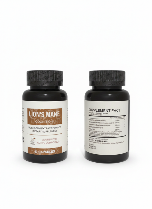 🧠 LION'S MANE COGNITION - Mushroom Extract Powder (60 Capsules)