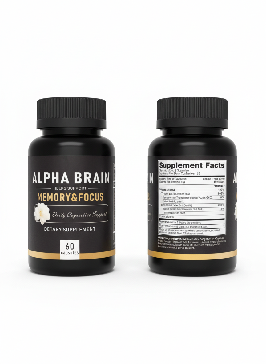 🧠 ALPHA BRAIN - Daily Cognitive Support for Memory & Focus (60 Capsules)