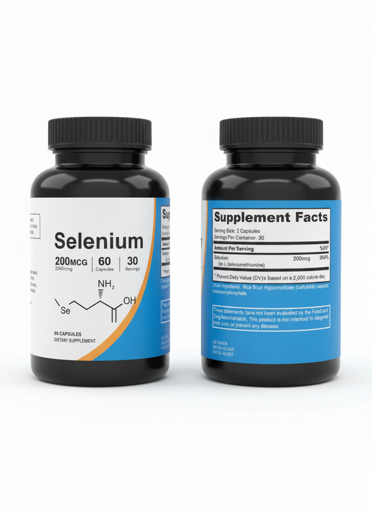 🛡️ Selenium 200 MCG - Powerful Antioxidant & Thyroid Support (60 Capsules)