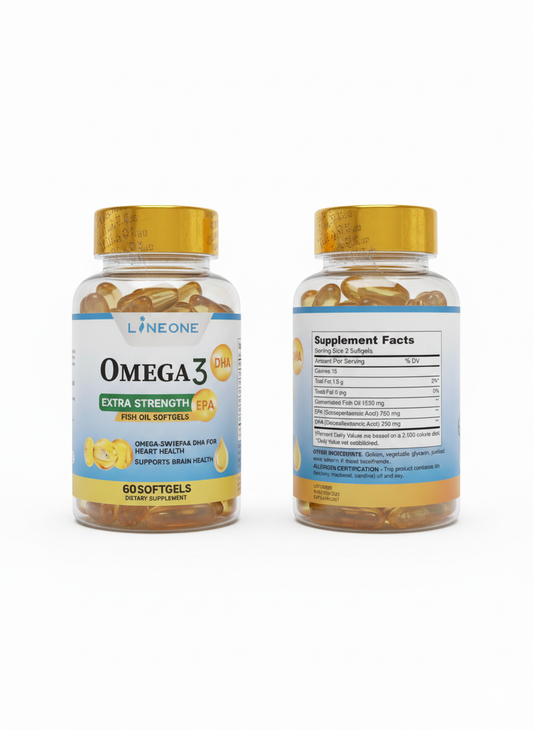 💛 LINEONE Omega 3 Extra Strength EPA/DHA Fish Oil (60 Softgels)
